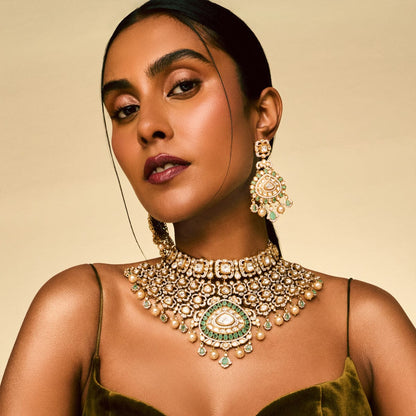 Kundan Polki Necklace Color Mint Polish Victorian