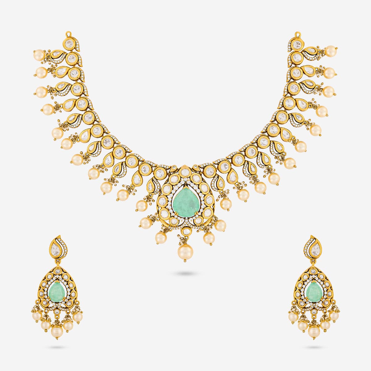 Kundan Polki Necklace Color Mint Polish Victorian