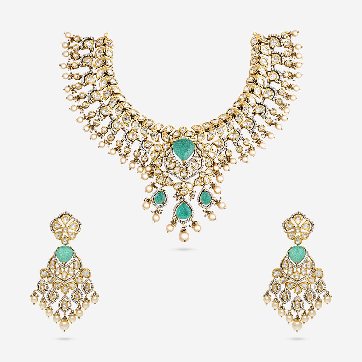 Kundan Polki Necklace Color Mint Polish Victorian