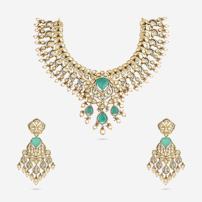 Kundan Polki Necklace Color Mint Polish Victorian