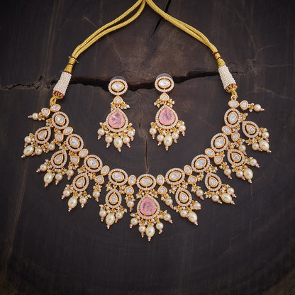 Kundan Polki Necklace Color Green Polish Gold