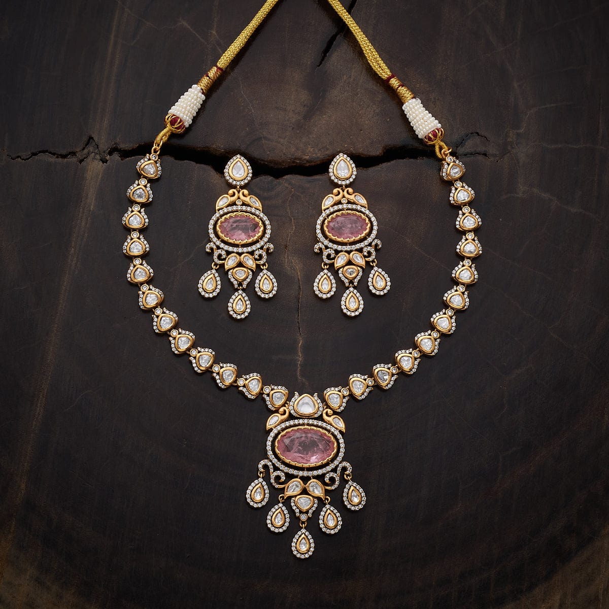 Kundan Polki Necklace Color Green Polish Victorian