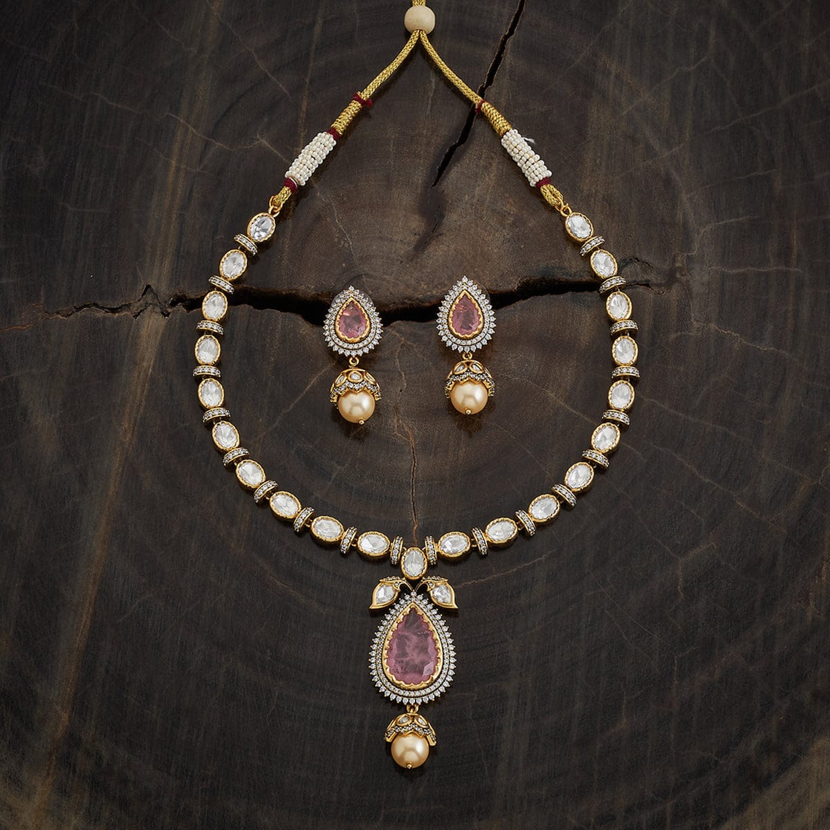 Kundan Polki Necklace Color Green Polish Victorian