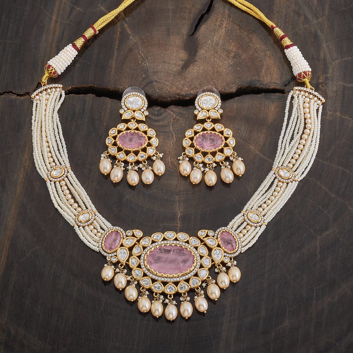 Kundan Polki Necklace Color Green Polish Victorian