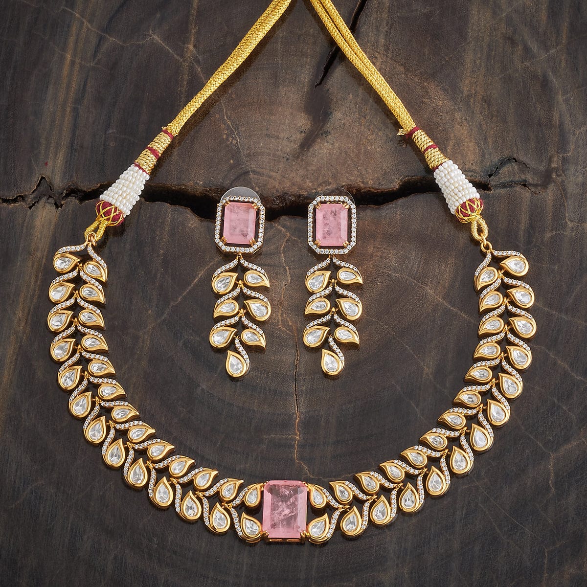 Kundan Polki Necklace Color Green Polish Victorian