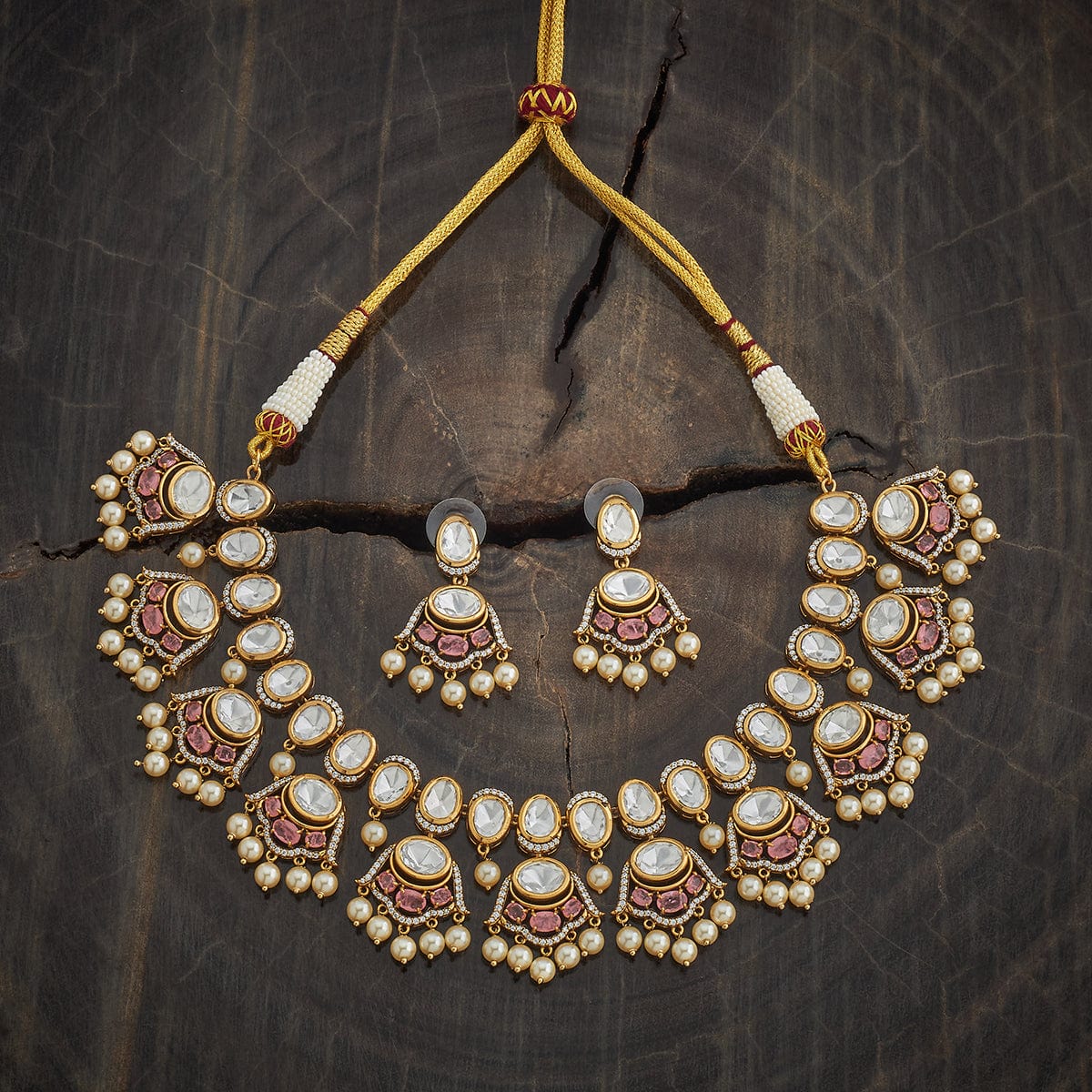 Kundan Polki Necklace Color Green Polish Victorian