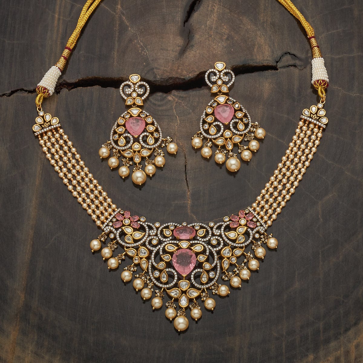 Kundan Polki Necklace Color Green Polish Victorian