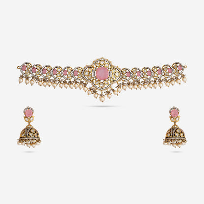 Kundan Polki Necklace Color Green Polish Victorian