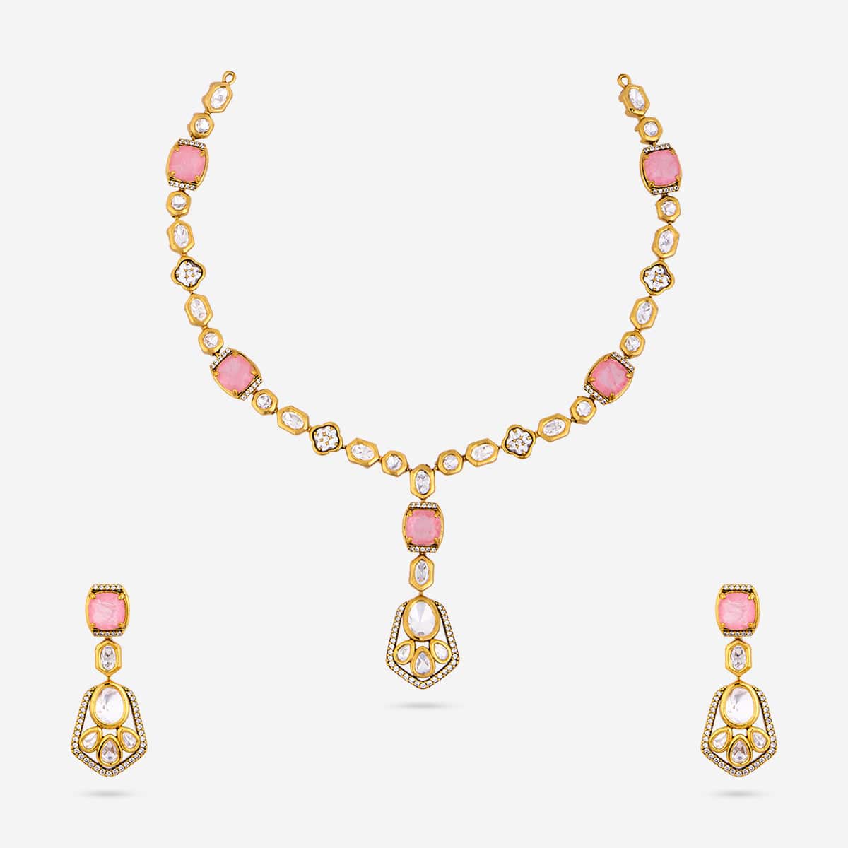 Kundan Polki Necklace Color Green Polish Victorian