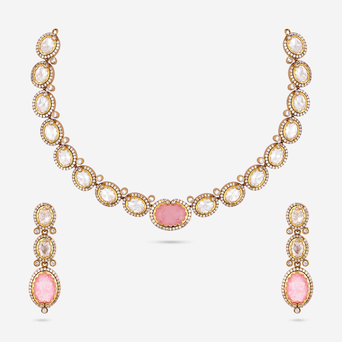 Kundan Polki Necklace Color Green Polish Victorian