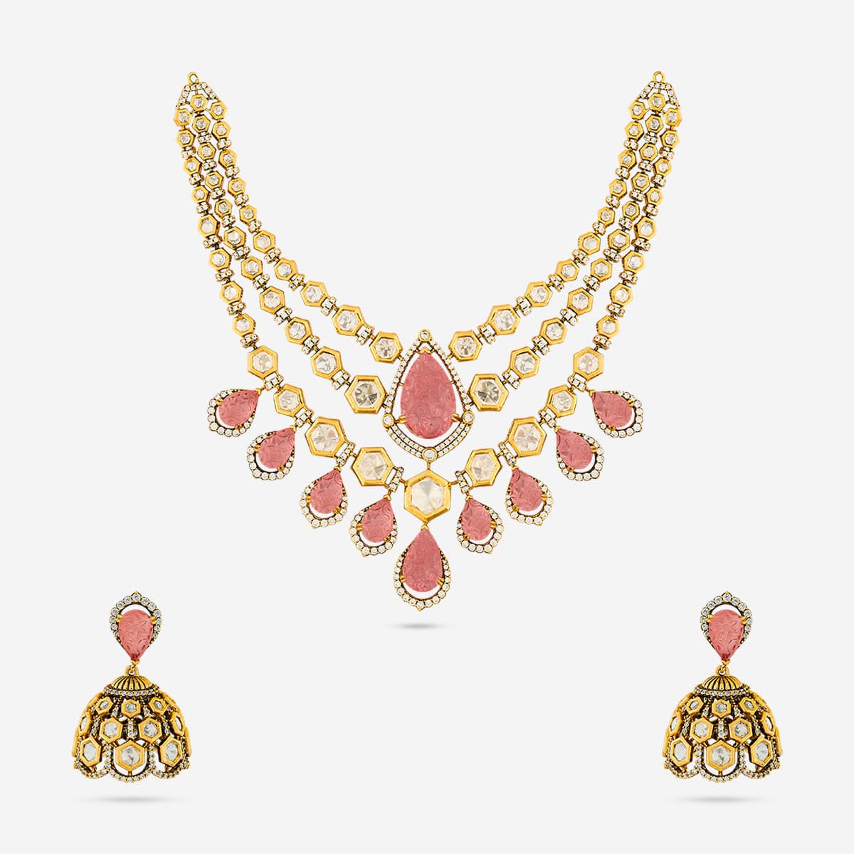 Kundan Polki Necklace Color Green Polish Victorian