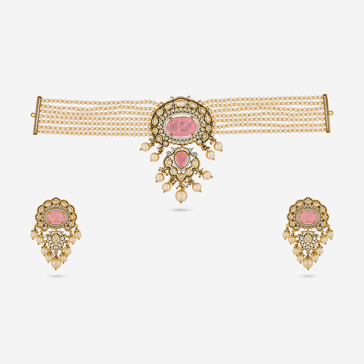 Kundan Polki Necklace Color Green Polish Victorian