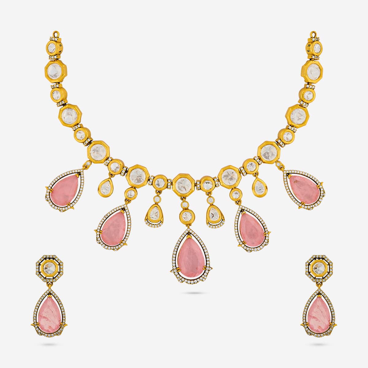 Kundan Polki Necklace Color Green Polish Victorian