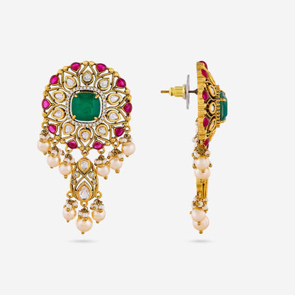 Kundan Polki Necklace Color Ruby-Green Polish Victorian