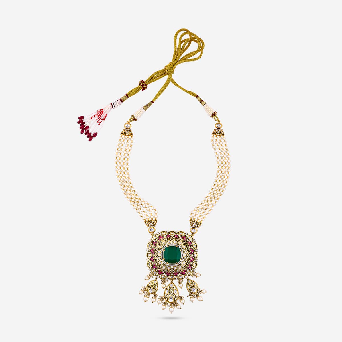 Kundan Polki Necklace Color Ruby-Green Polish Victorian