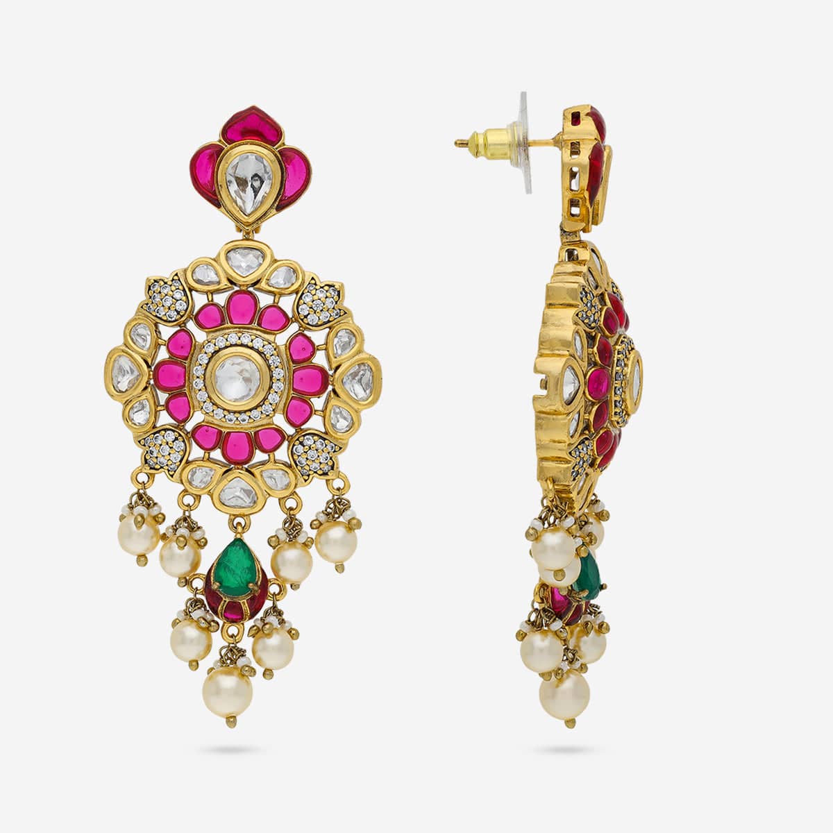 Kundan Polki Necklace Color Ruby-Green Polish Victorian