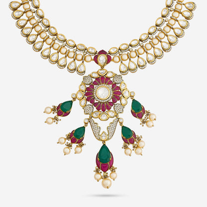 Kundan Polki Necklace Color Ruby-Green Polish Victorian