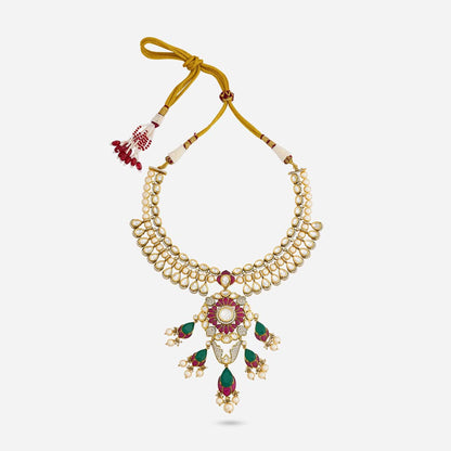 Kundan Polki Necklace Color Ruby-Green Polish Victorian