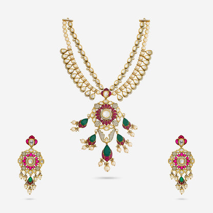 Kundan Polki Necklace Color Ruby-Green Polish Victorian