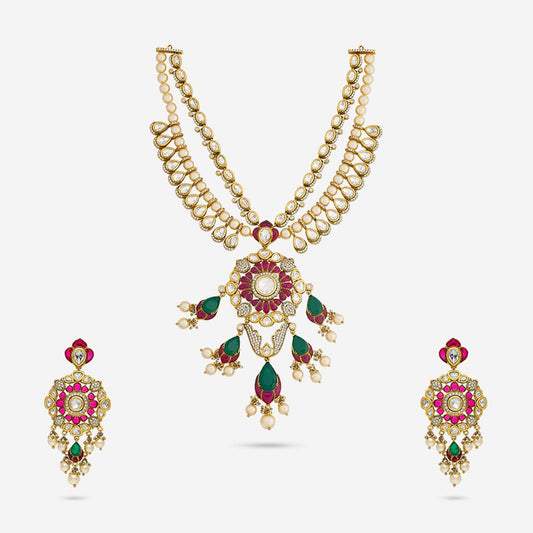 Kundan Polki Necklace Color Ruby-Green Polish Victorian