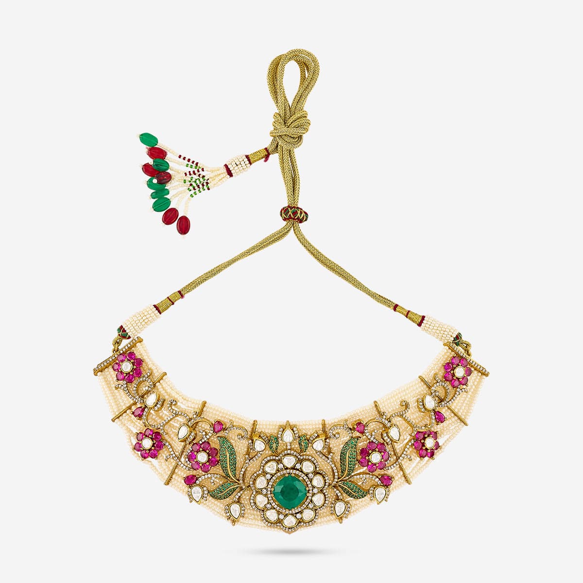 Kundan Polki Necklace Color Ruby-Green Polish Victorian
