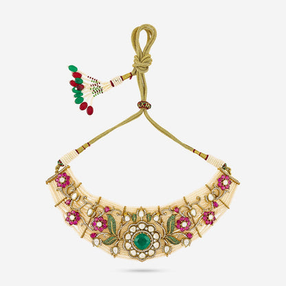 Kundan Polki Necklace Color Ruby-Green Polish Victorian