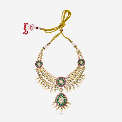Kundan Polki Necklace Color Ruby-Green Polish Victorian