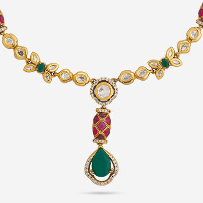 Kundan Polki Necklace Color Ruby-Green Polish Victorian