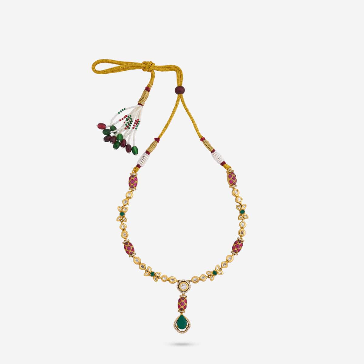 Kundan Polki Necklace Color Ruby-Green Polish Victorian