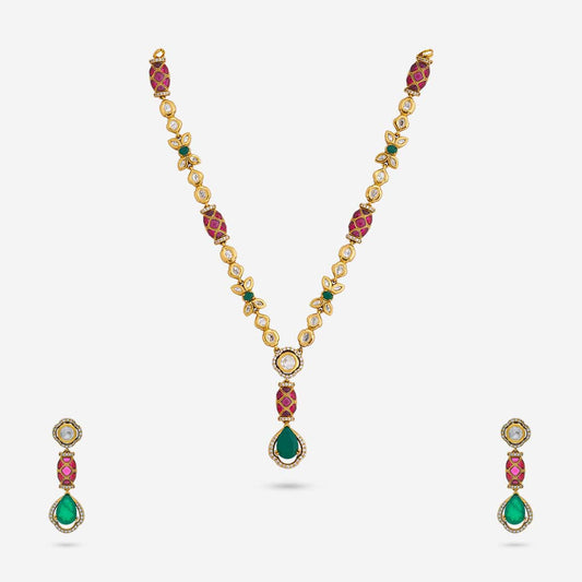 Kundan Polki Necklace Color Ruby-Green Polish Victorian
