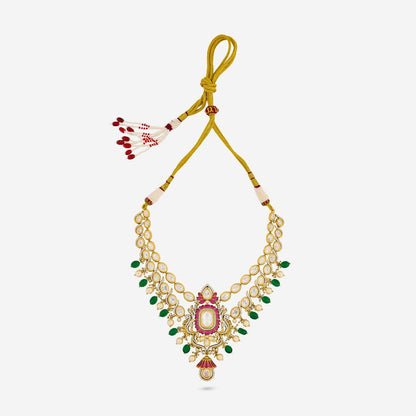 Kundan Polki Necklace Color Ruby-Green Polish Victorian