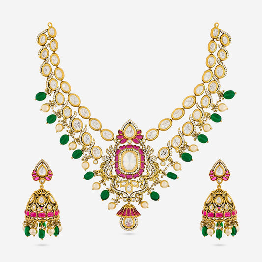 Kundan Polki Necklace Color Ruby-Green Polish Victorian