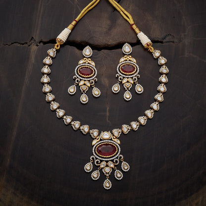 Kundan Polki Necklace Color Green Polish Victorian