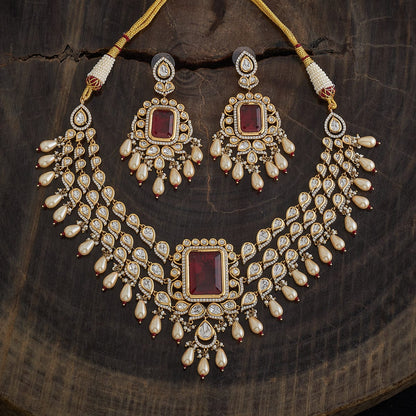 Kundan Polki Necklace Color Green Polish Victorian