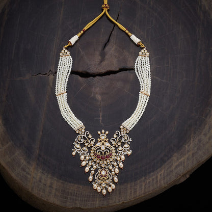 Kundan Polki Necklace Color Ruby Polish Gold