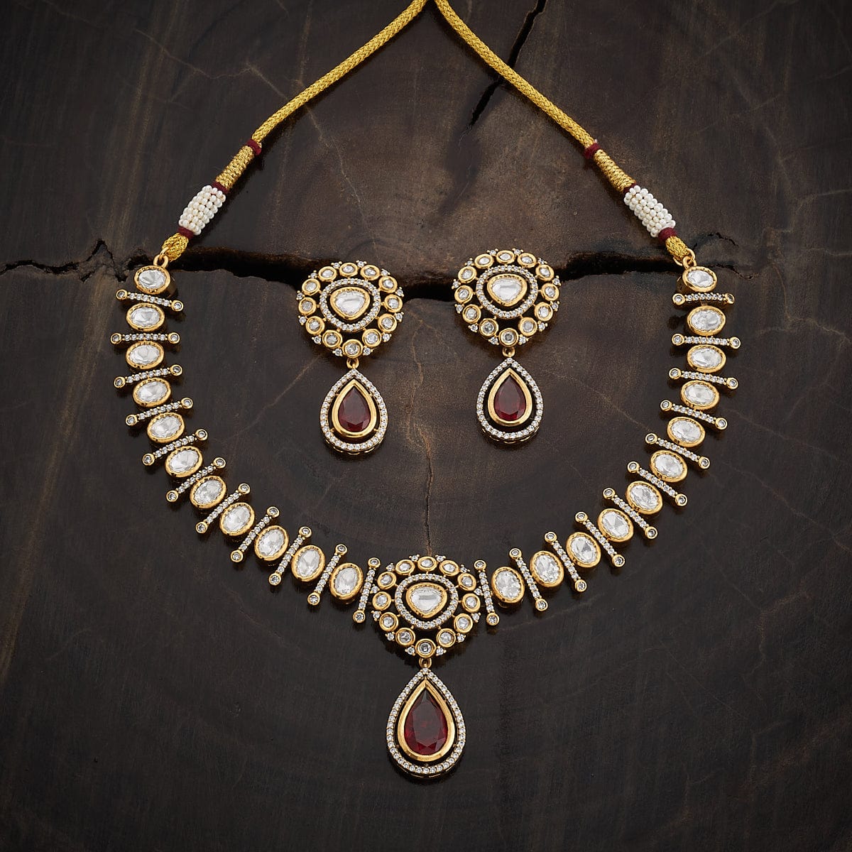 Kundan Polki Necklace Color Green Polish Victorian