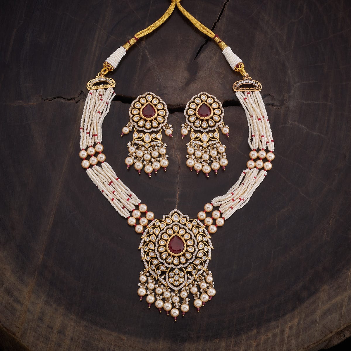 Kundan Polki Necklace Color Green Polish Victorian