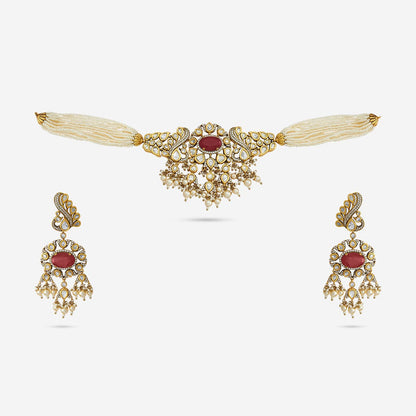 Kundan Polki Necklace Color Green Polish Victorian