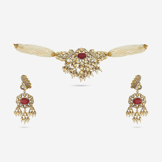 Kundan Polki Necklace Color Green Polish Victorian