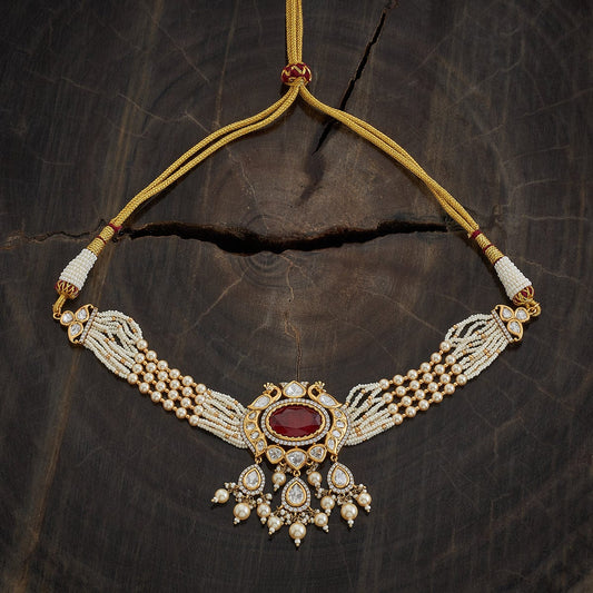 Kundan Polki Necklace Color Green Polish Victorian