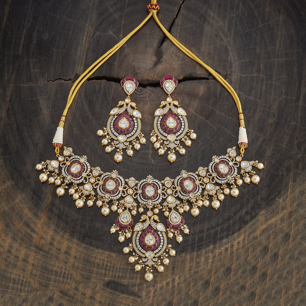 Kundan Polki Necklace Color Green Polish Victorian