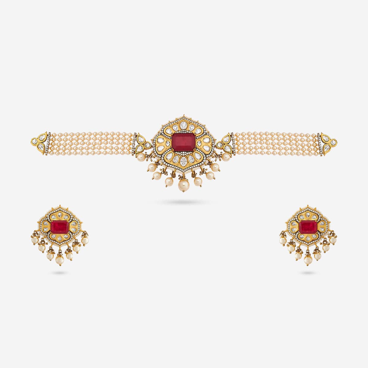 Kundan Polki Necklace Color Green Polish Victorian