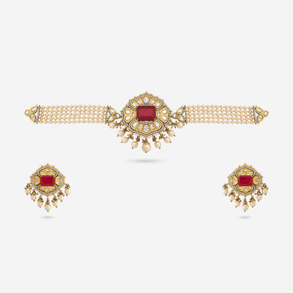 Kundan Polki Necklace Color Green Polish Victorian