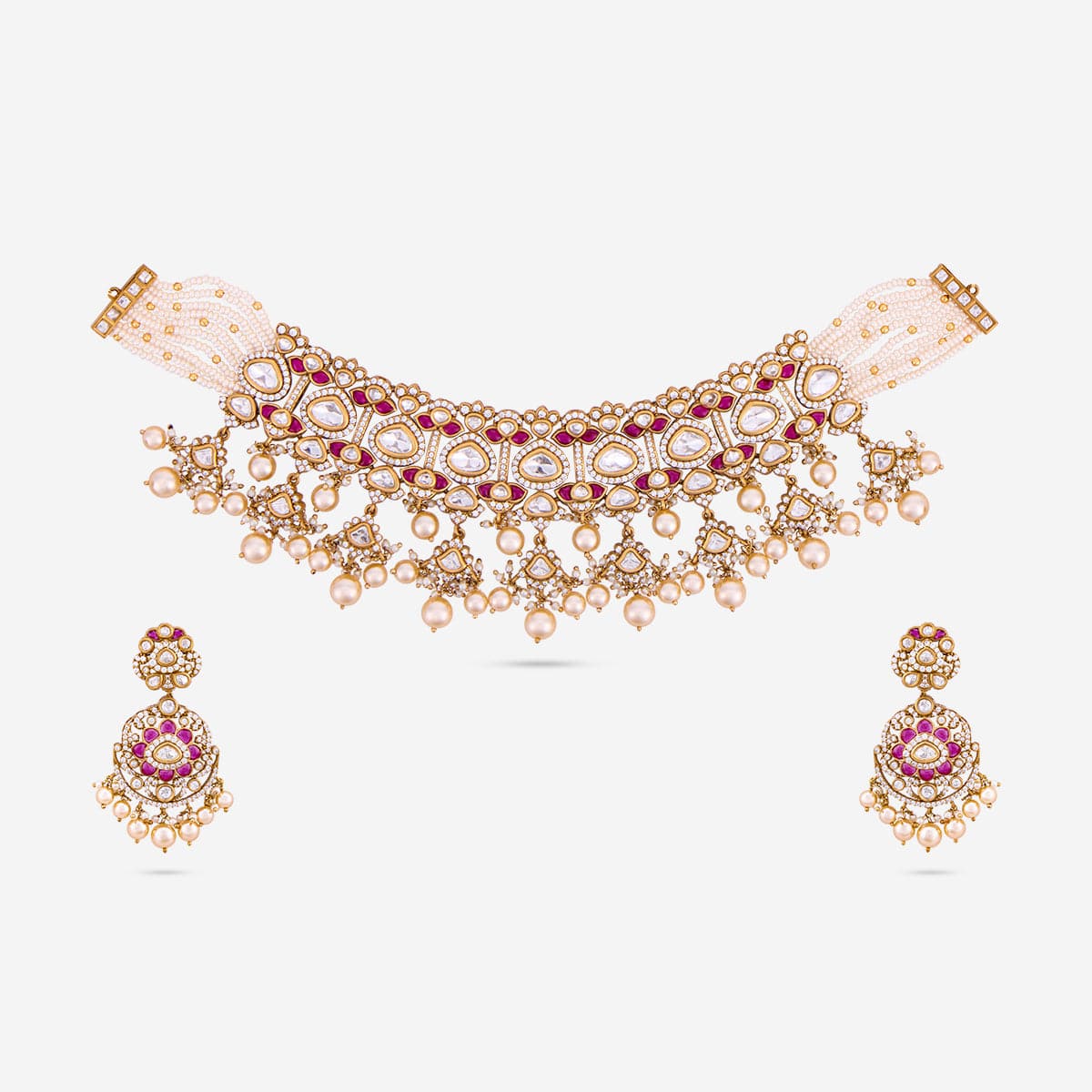 Kundan Polki Necklace Color Green Polish Victorian