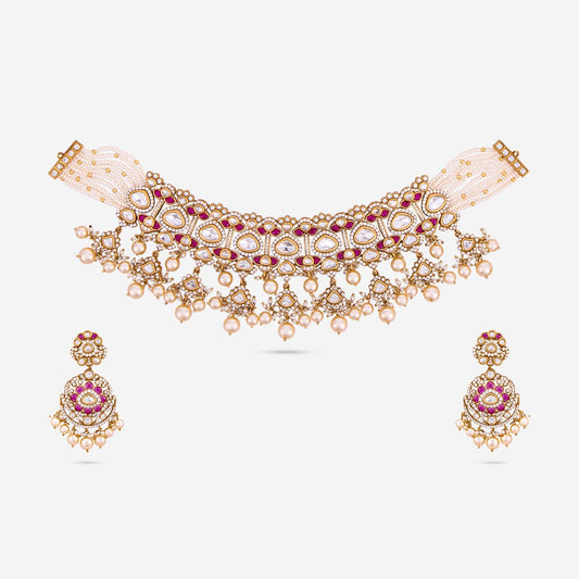 Kundan Polki Necklace Color Green Polish Victorian