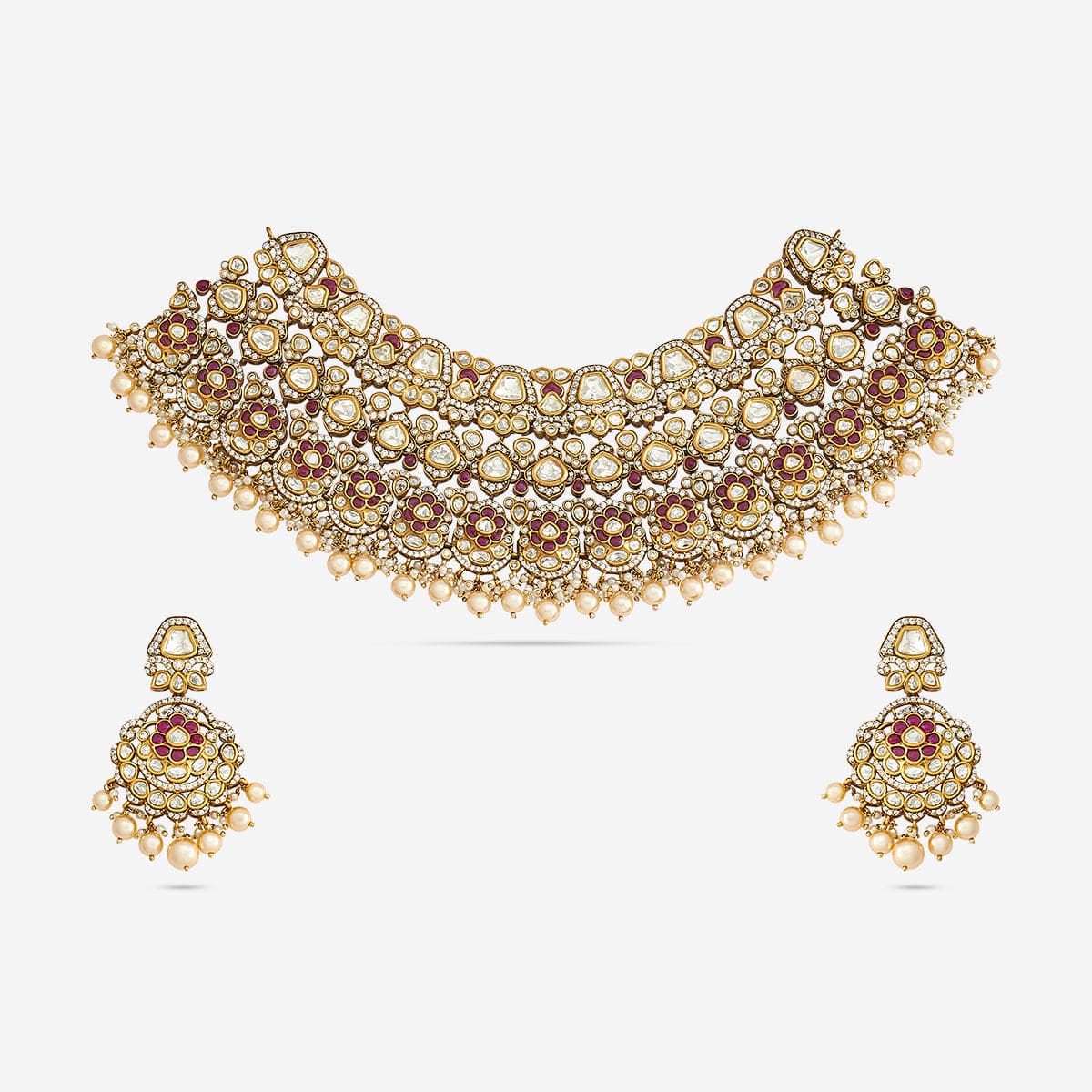 Kundan Polki Necklace Color Green Polish Victorian