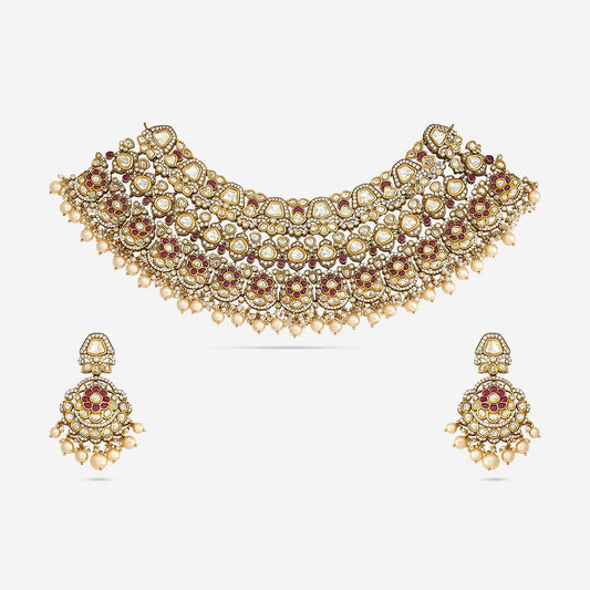 Kundan Polki Necklace Color Green Polish Victorian