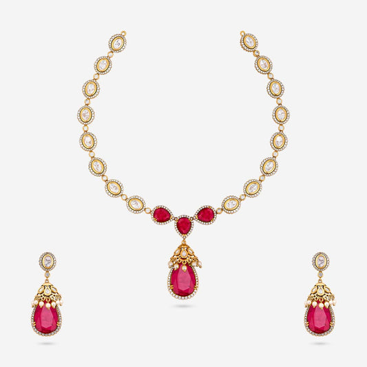 Kundan Polki Necklace Color Green Polish Victorian