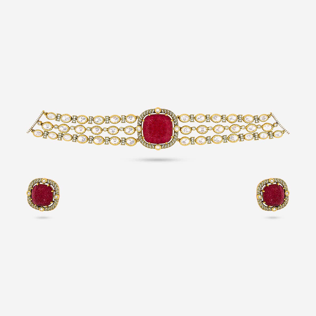 Kundan Polki Necklace Color Green Polish Victorian