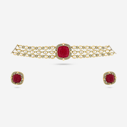 Kundan Polki Necklace Color Green Polish Victorian